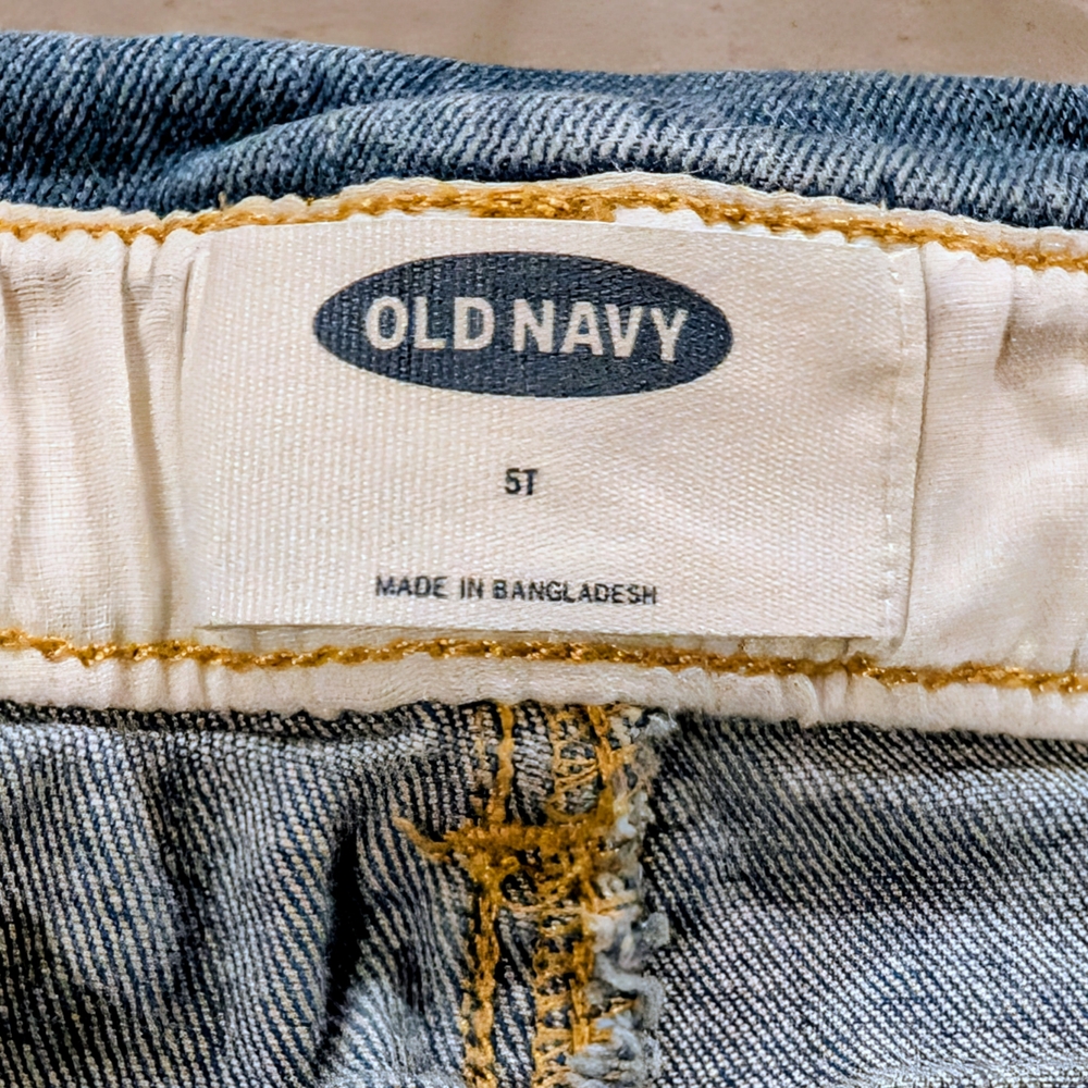 Old Navy Distressed Light-Wash Denim Overalls - Toddler Size 5T - Picture 6 of 7